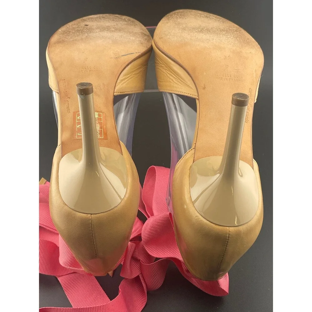Eugenia Kim Nude Leather Ribbon Lace Up Heels Pink Grosgrain Sandals balletcore
